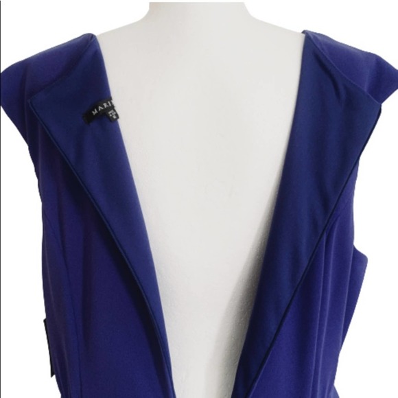 MARINA Cobalt Blue Purple Peplum Rose Sleeveless Cocktail Dress Size 16 … - Picture 10 of 13